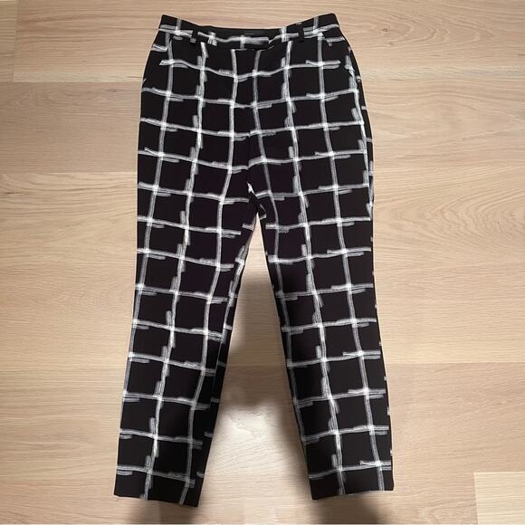 Topshop Windowpane Print Crepe Cigarette Pants 6 - Picture 5 of 12